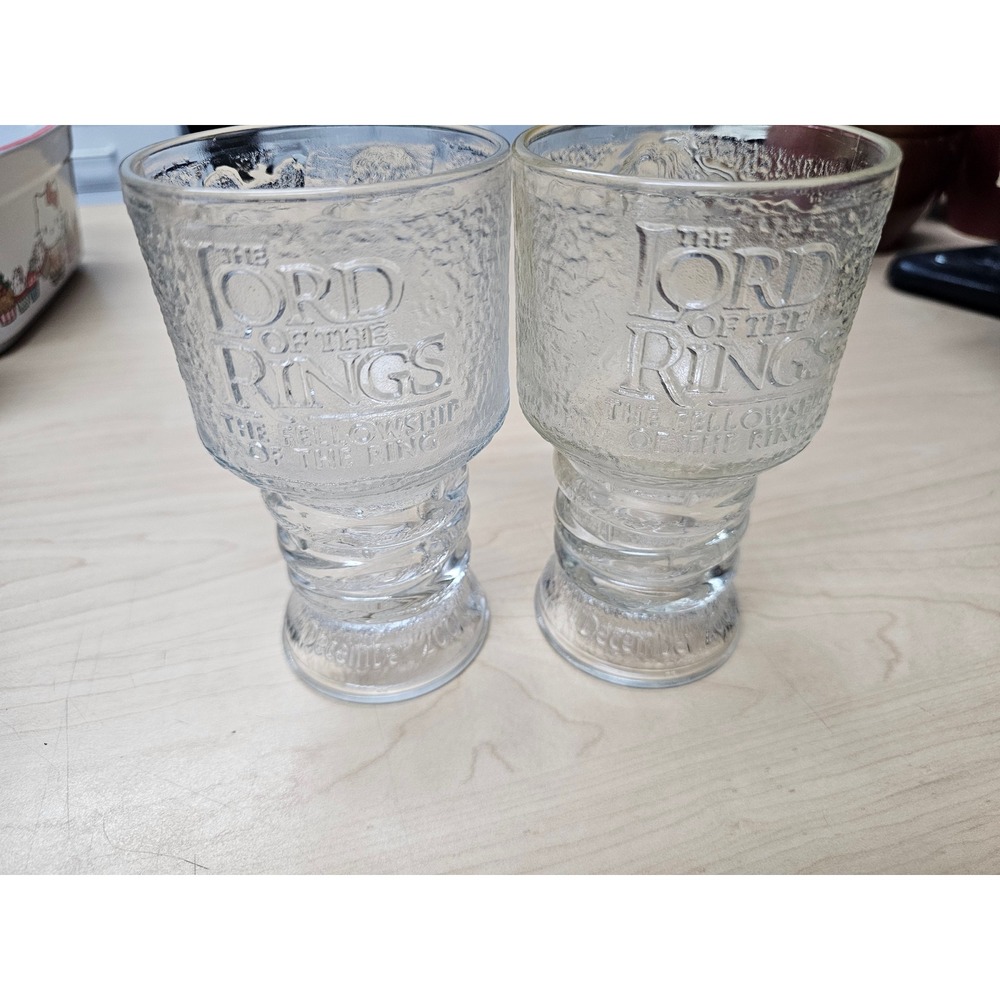 2001 Lord of the Rings Fellowship of the Ring Burger King Glass Goblets Set of 2